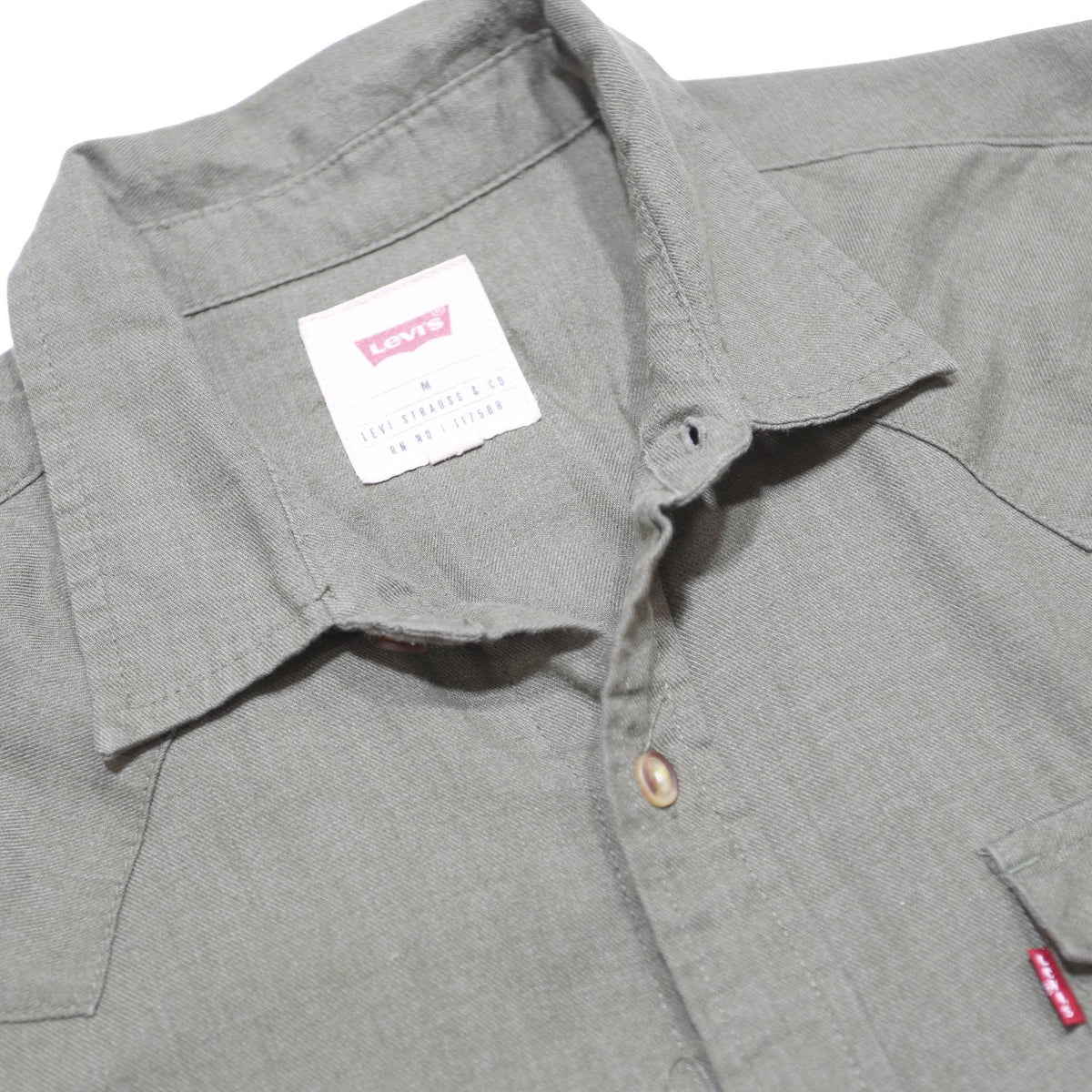 LEVI'S Mens Green Cotton Blend Shirt M Casual Long Sleeve Button Shirt