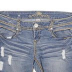 ALMOST FAMOUS Womens Denim Blue Casual Shorts Distressed L W30 Stylish