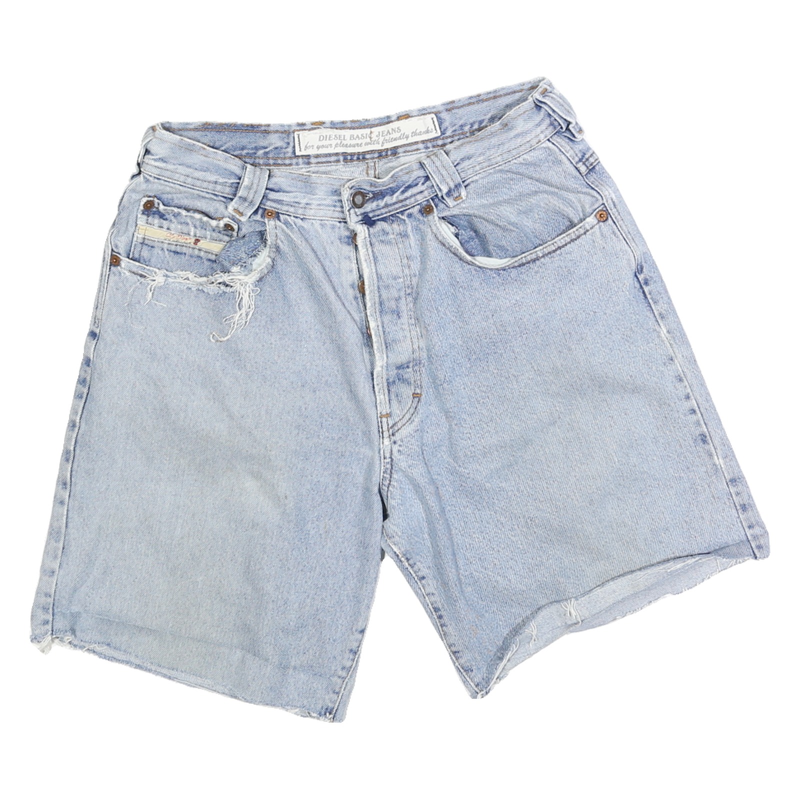 DIESEL Womens Denim Blue & Light Blue Casual Shorts M W30 Relaxed Fit Button