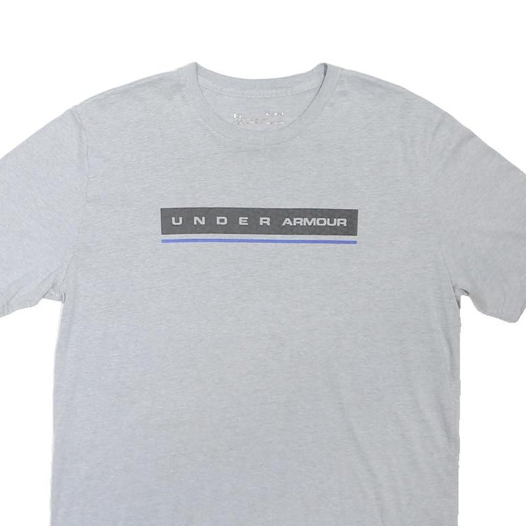 UNDER ARMOUR Mens Grey & Blue Graphic T-Shirt M Short Sleeve Crew Neck Casual