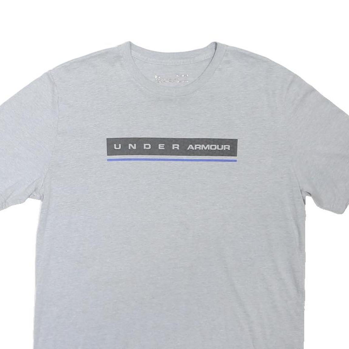 UNDER ARMOUR Mens Grey & Blue Graphic T-Shirt M Short Sleeve Crew Neck Casual