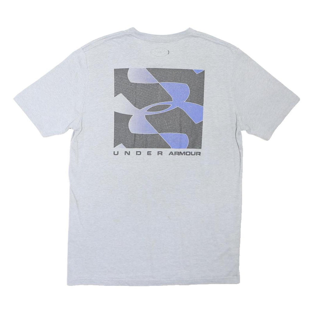 UNDER ARMOUR Mens Grey & Blue Graphic T-Shirt M Short Sleeve Crew Neck Casual