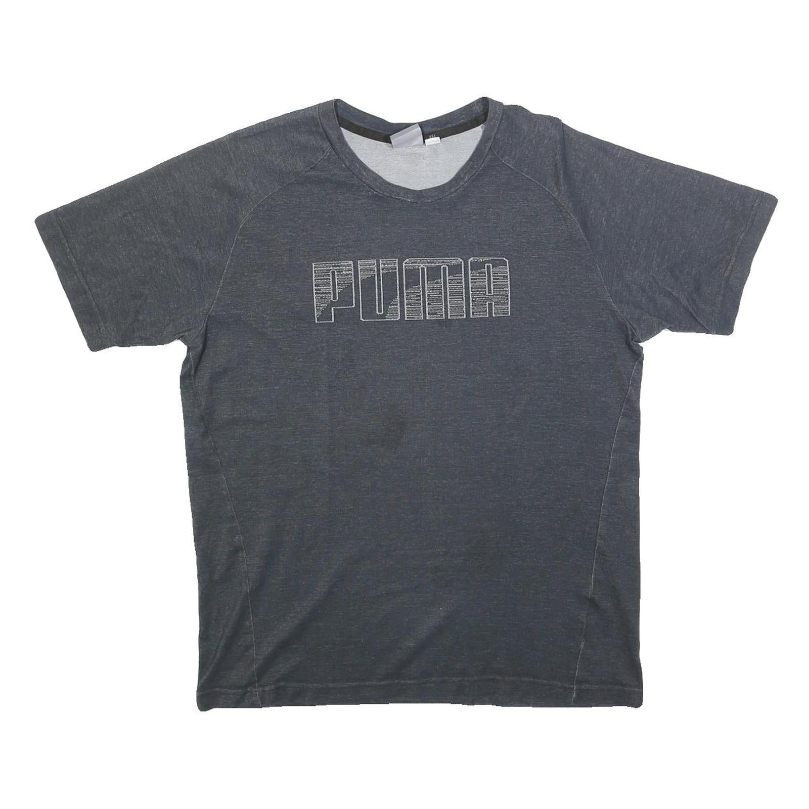 PUMA Mens Grey Graphic T-Shirt L Short Sleeve Crew Neck Cotton Blend Casual