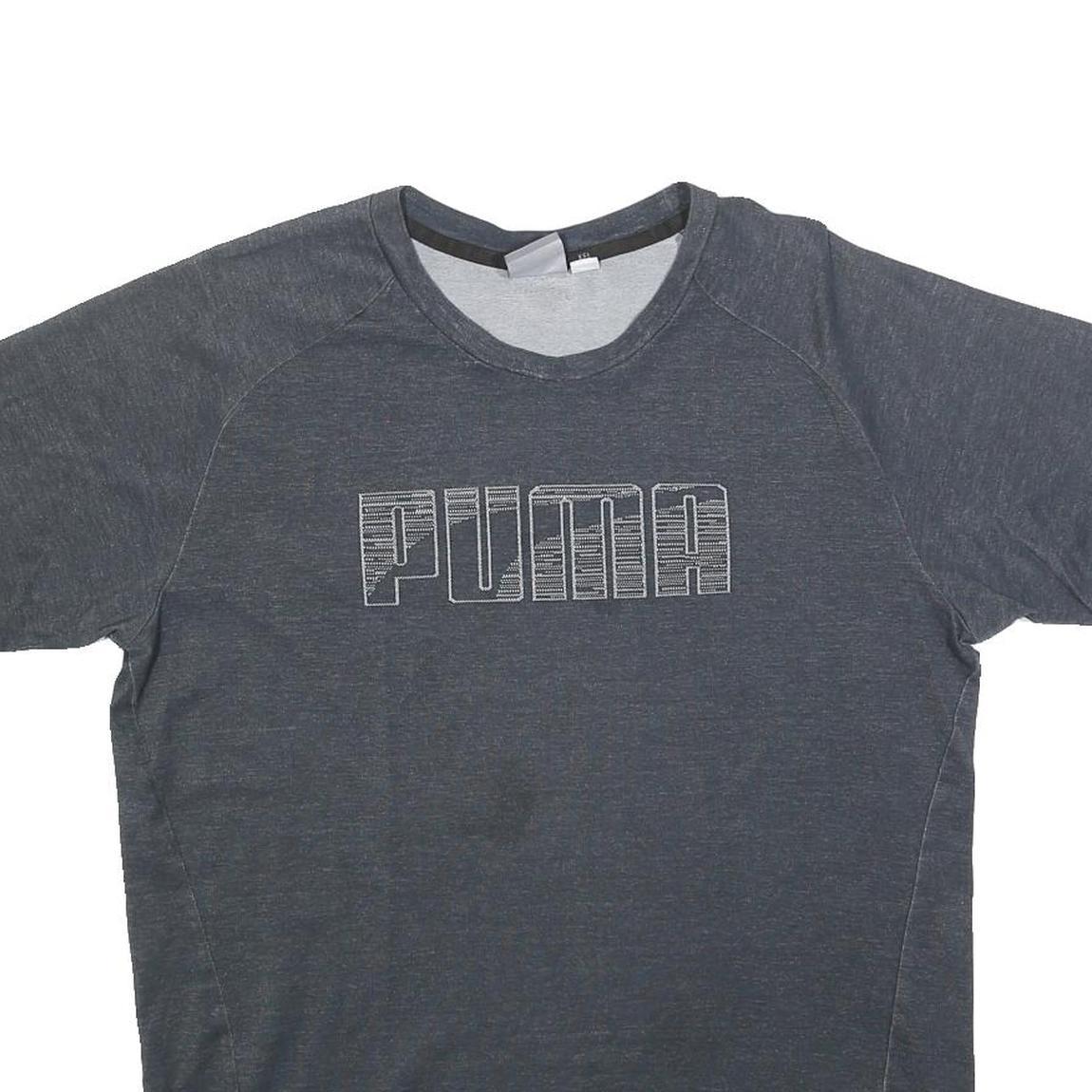 PUMA Mens Grey Graphic T-Shirt L Short Sleeve Crew Neck Cotton Blend Casual