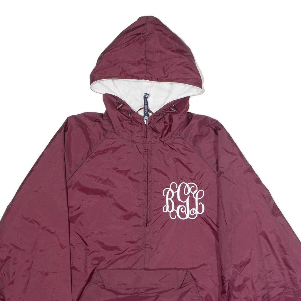 CHARLES RIVER APPAREL Mens Pullover Jacket Maroon Nylon 90s Hooded S