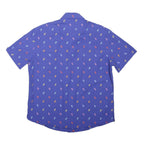 BROOK TAVERNER Mens Blue Palm Tree Print Short Sleeve Shirt L Casual Summer Wear