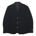 BURBERRY Mens Black Wool Classic Button Jacket M Tailored Plain Silver Button
