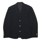 BURBERRY Mens Black Wool Classic Button Jacket M Tailored Plain Silver Button