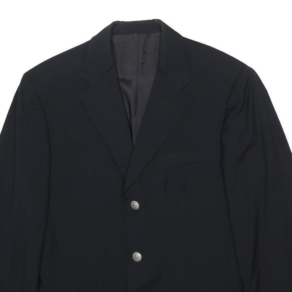 BURBERRY Mens Black Wool Classic Button Jacket M Tailored Plain Silver Button
