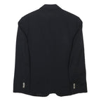 BURBERRY Mens Black Wool Classic Button Jacket M Tailored Plain Silver Button