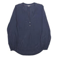 TOMMY HILFIGER Womens Blue Viscose Long Sleeve V-Neck Top UK 14 Stylish