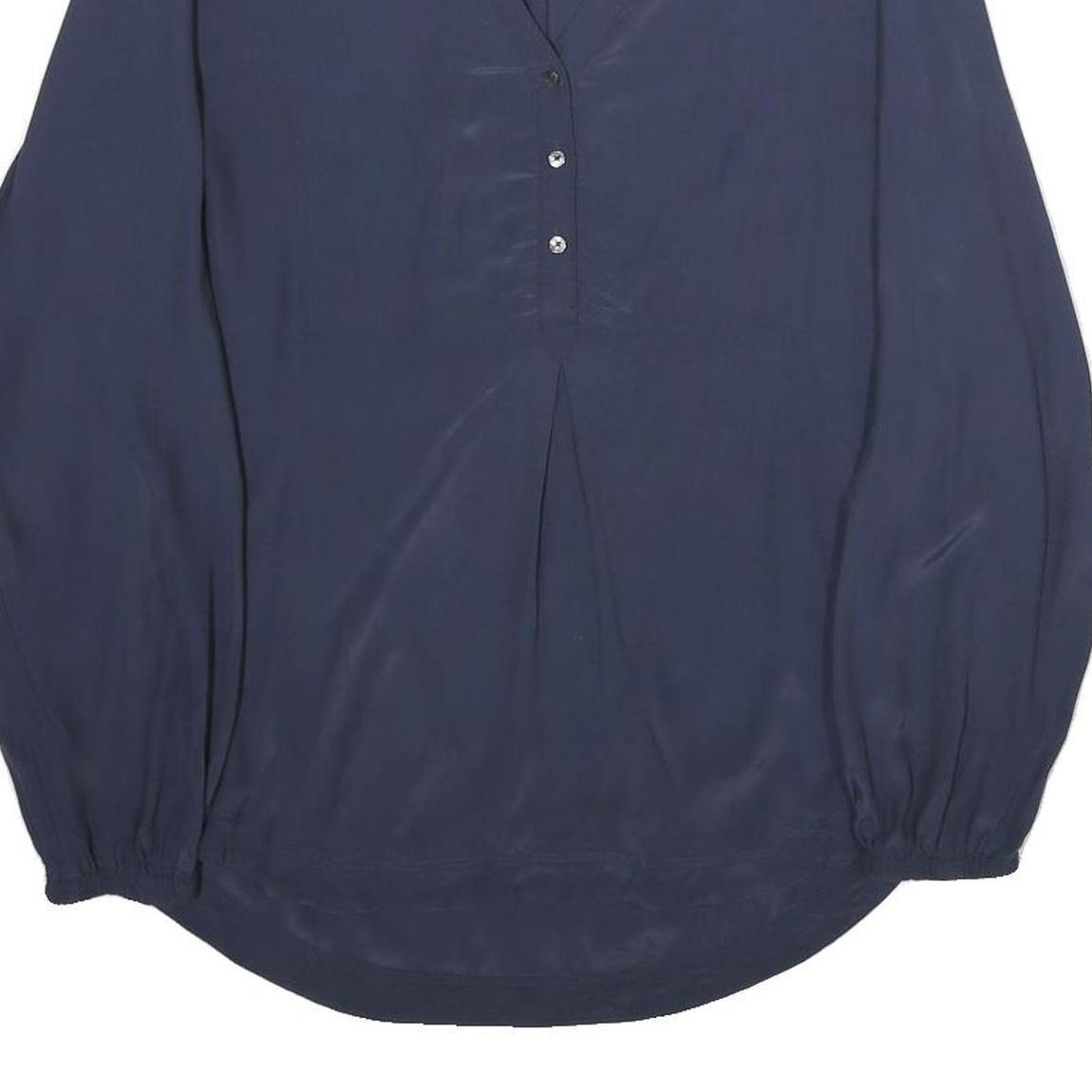 TOMMY HILFIGER Womens Blue Viscose Long Sleeve V-Neck Top UK 14 Stylish