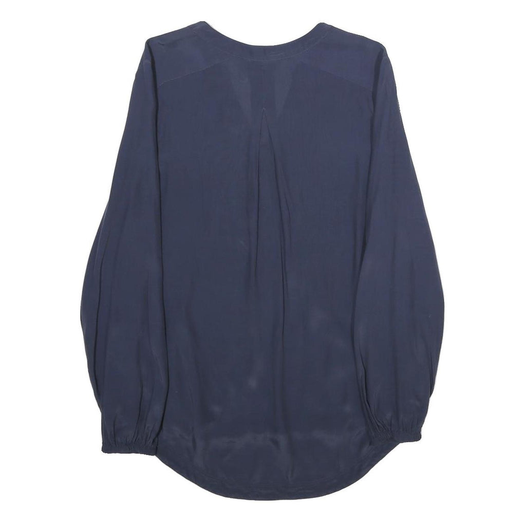 TOMMY HILFIGER Womens Blue Viscose Long Sleeve V-Neck Top UK 14 Stylish