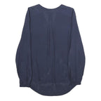 TOMMY HILFIGER Womens Blue Viscose Long Sleeve V-Neck Top UK 14 Stylish