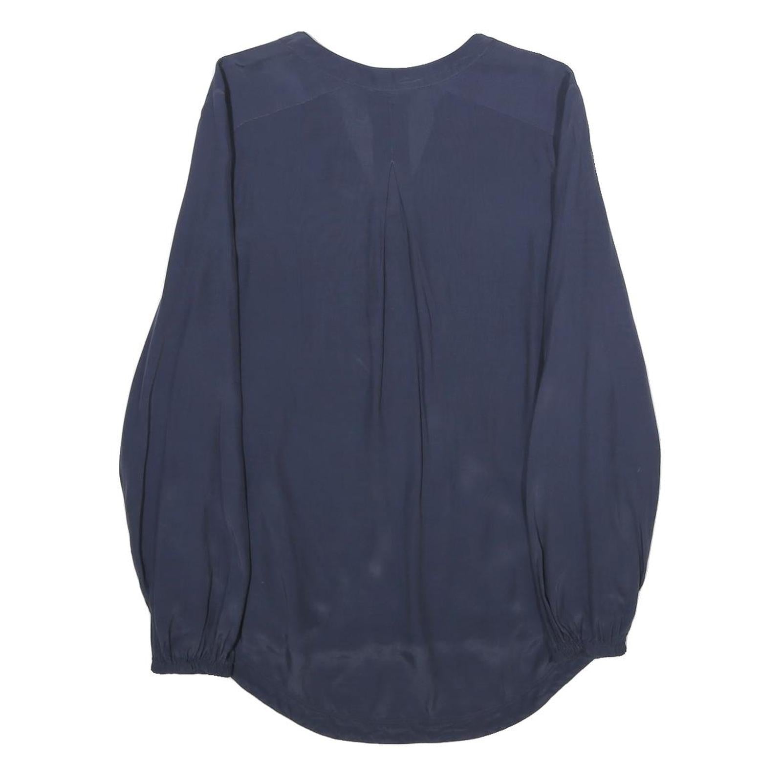 TOMMY HILFIGER Womens Blue Viscose Long Sleeve V-Neck Top UK 14 Stylish