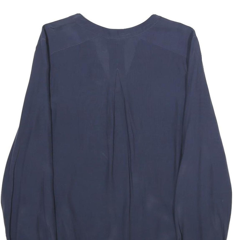 TOMMY HILFIGER Womens Blue Viscose Long Sleeve V-Neck Top UK 14 Stylish