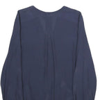 TOMMY HILFIGER Womens Blue Viscose Long Sleeve V-Neck Top UK 14 Stylish