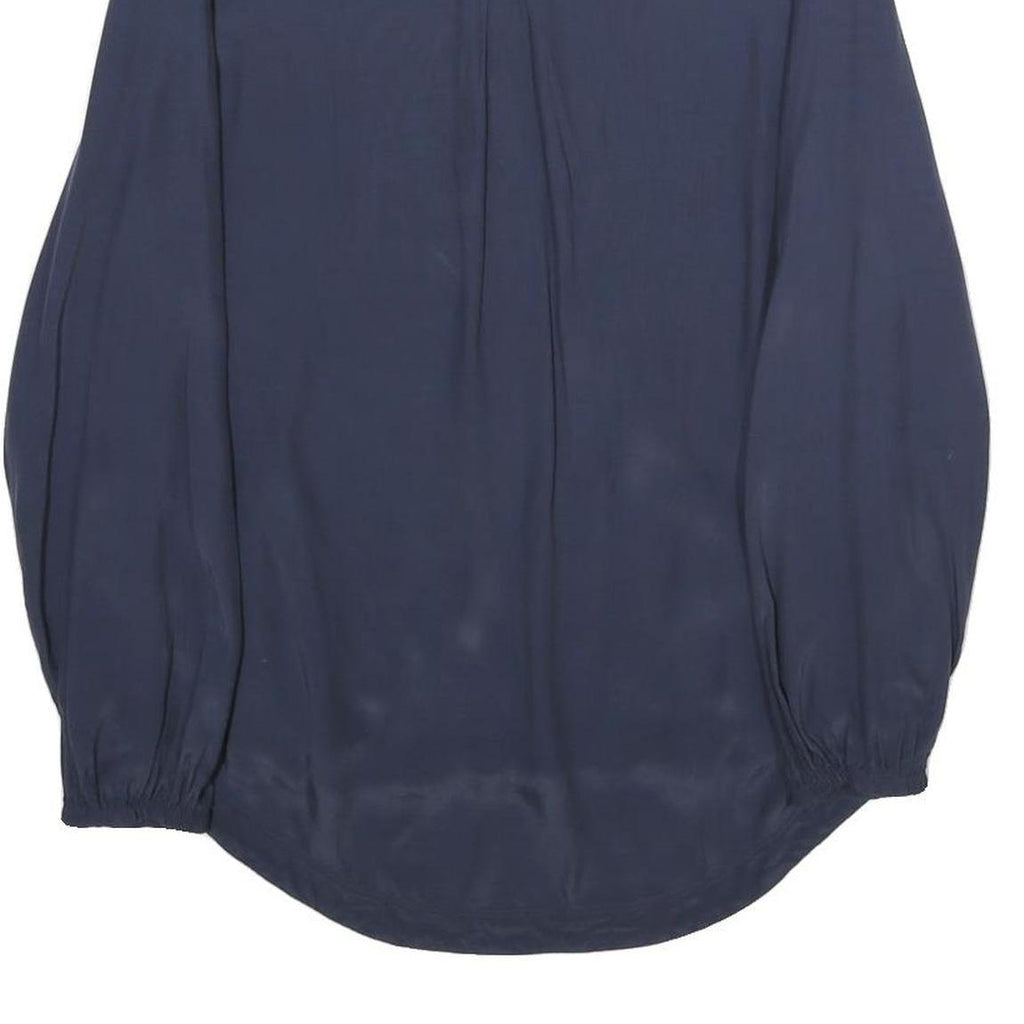 TOMMY HILFIGER Womens Blue Viscose Long Sleeve V-Neck Top UK 14 Stylish