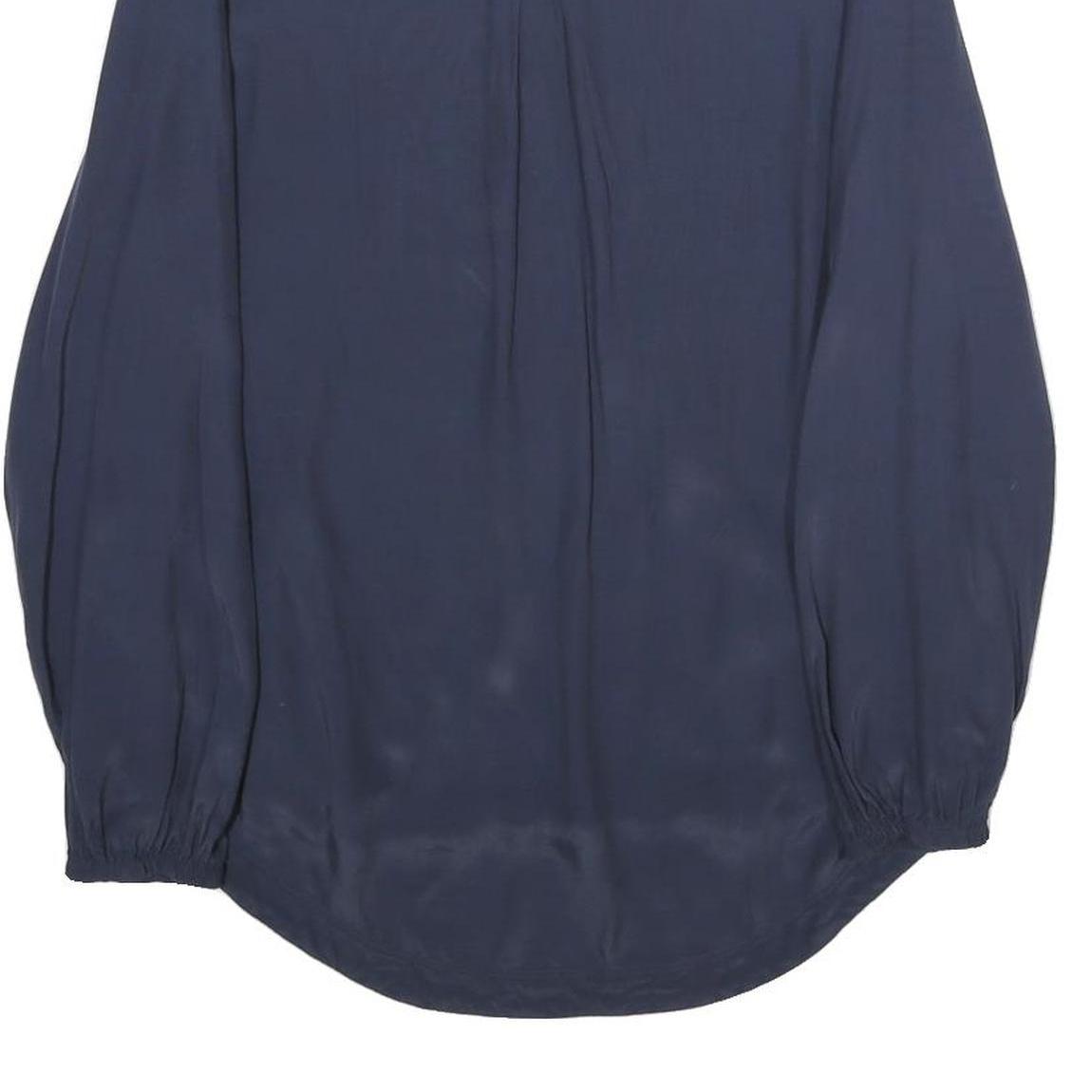 TOMMY HILFIGER Womens Blue Viscose Long Sleeve V-Neck Top UK 14 Stylish