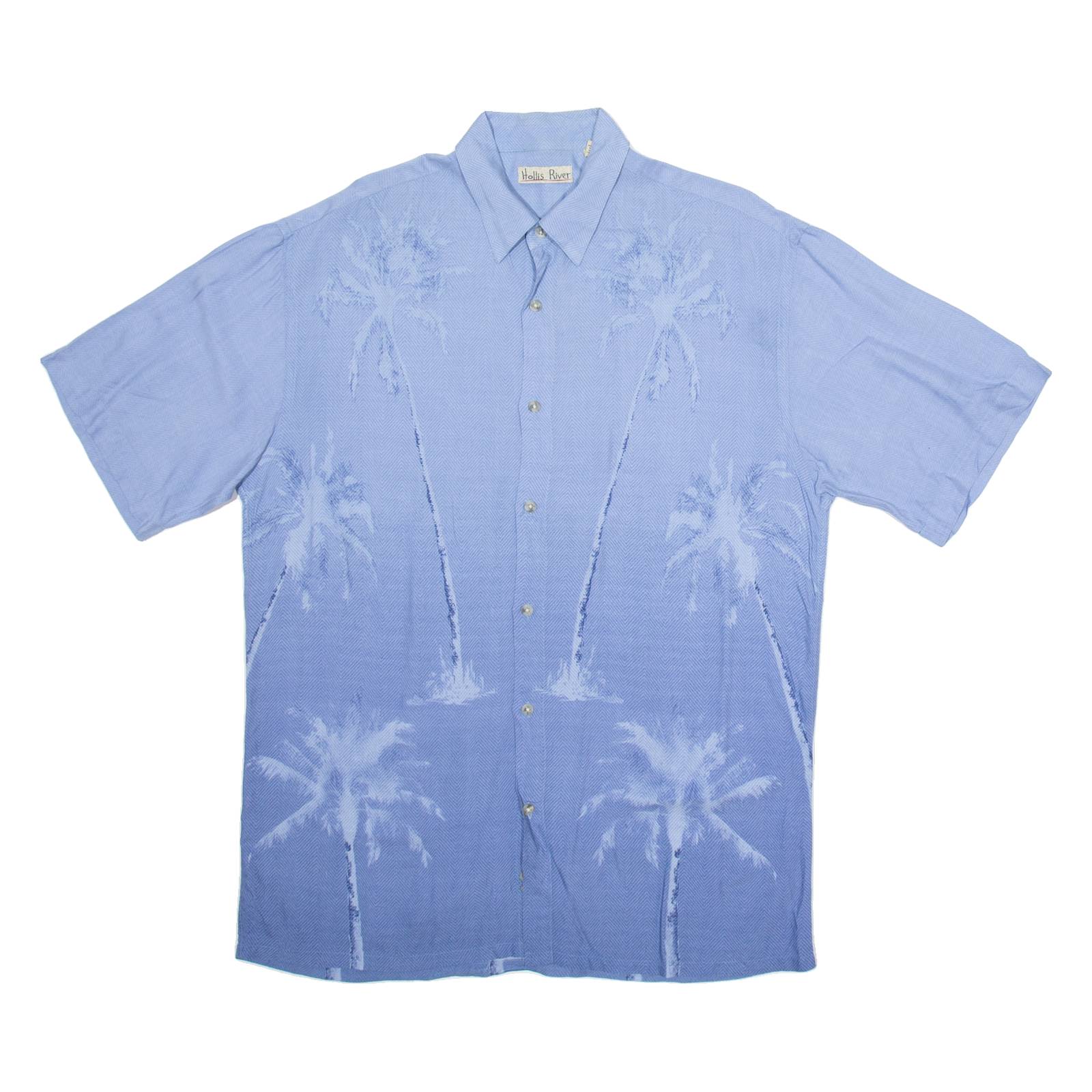 HOLLIS RIVER Mens Hawaiian Shirt Blue Floral M