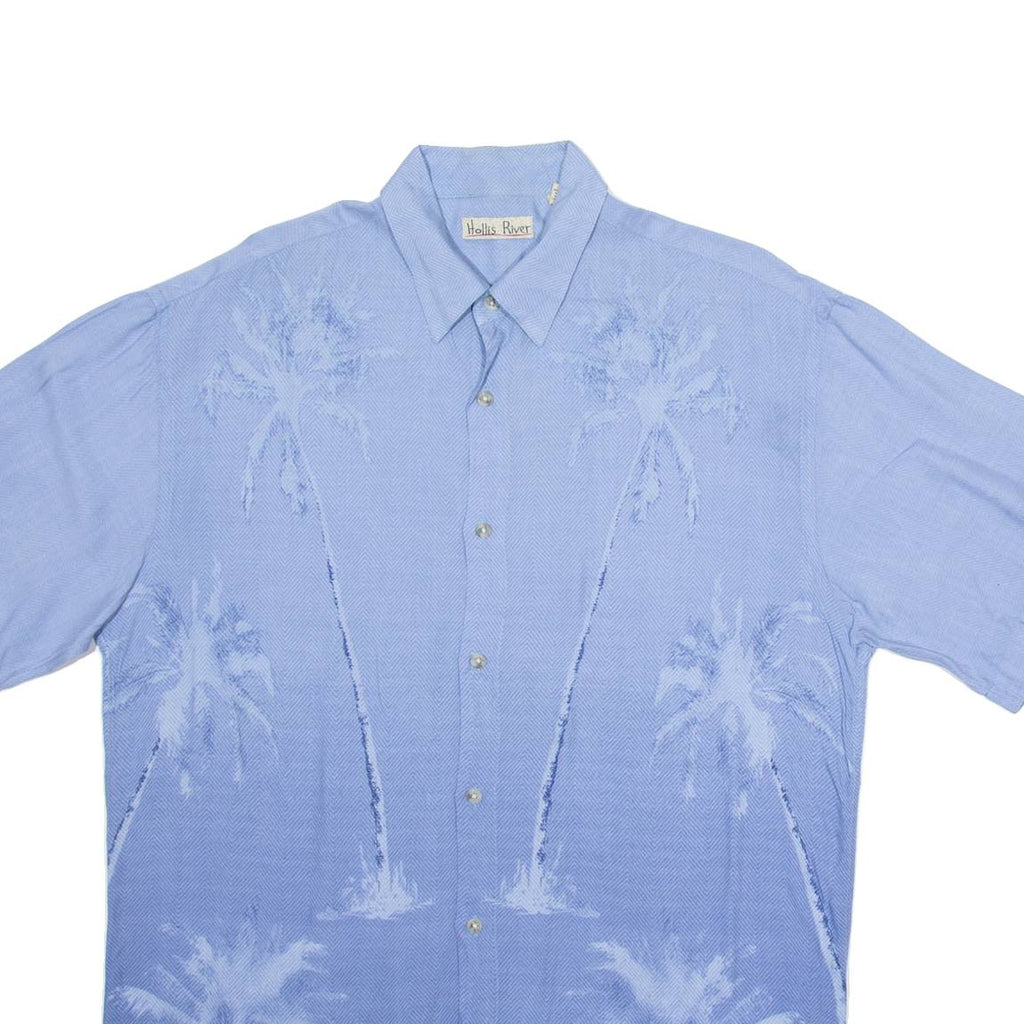 HOLLIS RIVER Mens Hawaiian Shirt Blue Floral M