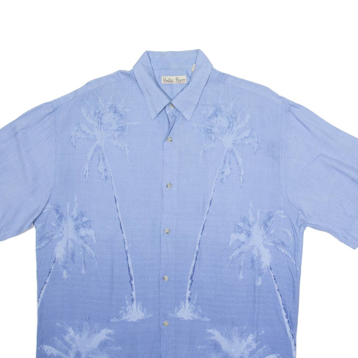 HOLLIS RIVER Mens Hawaiian Shirt Blue Floral M