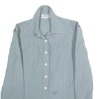 SAINT CLAIRE PARIS Womens Blue Shirt Long Sleeve Point Collar Cotton M Stylish