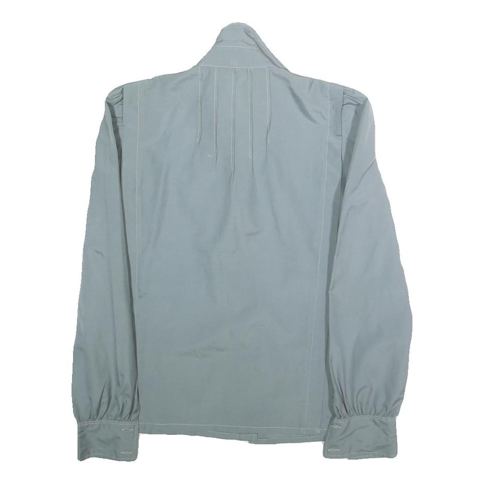 SAINT CLAIRE PARIS Womens Blue Shirt Long Sleeve Point Collar Cotton M Stylish
