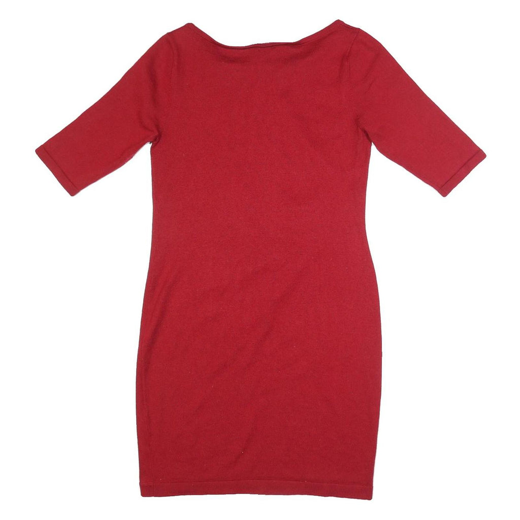 PHASE EIGHT Womens Red Wool Blend Bodycon Dress Knee Length 3/4 Sleeve UK 14