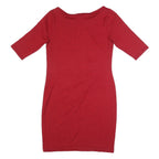 PHASE EIGHT Womens Red Wool Blend Bodycon Dress Knee Length 3/4 Sleeve UK 14