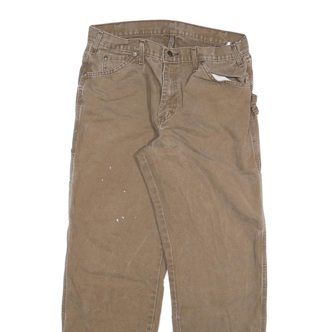 DICKIES Mens Jeans Beige Regular Straight Denim Rinse W32 L32 Workwear Cotton
