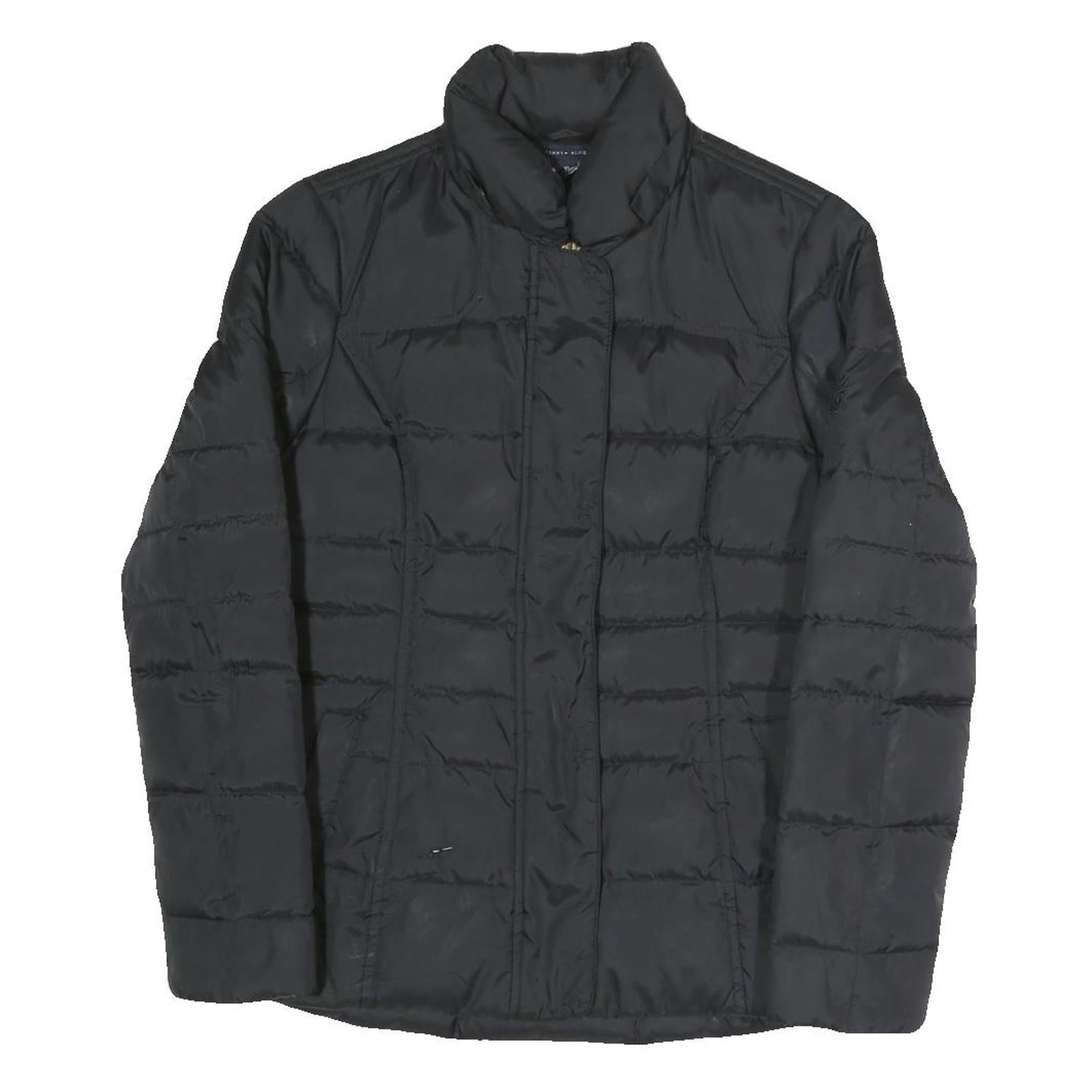 TOMMY HILFIGER Womens Black Quilted Jacket XS Polyester Blend Zip Casual
