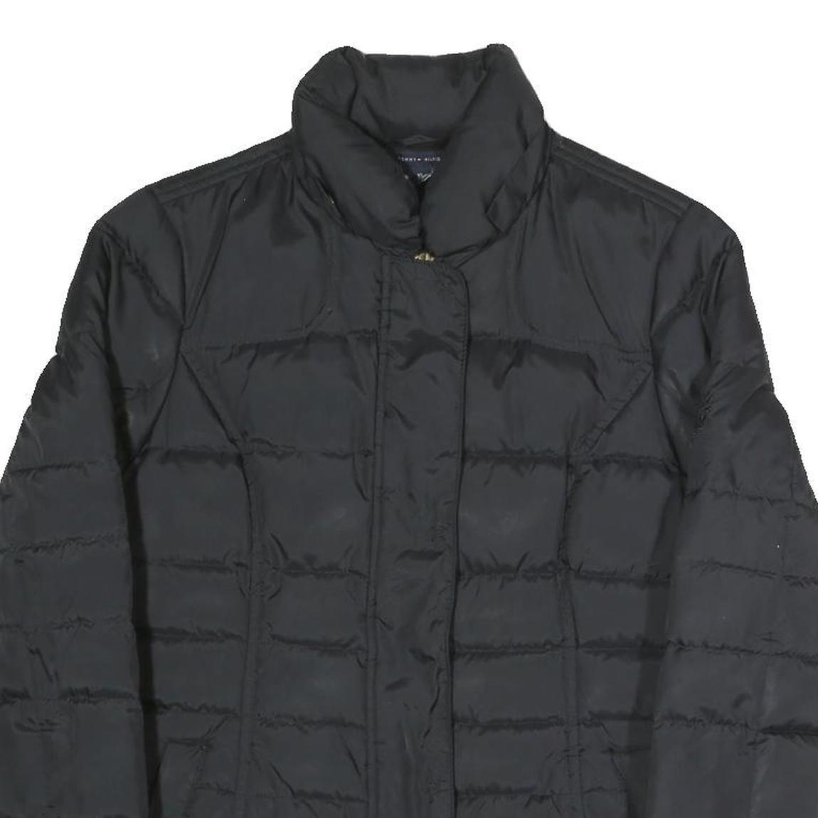TOMMY HILFIGER Womens Black Quilted Jacket XS Polyester Blend Zip Casual