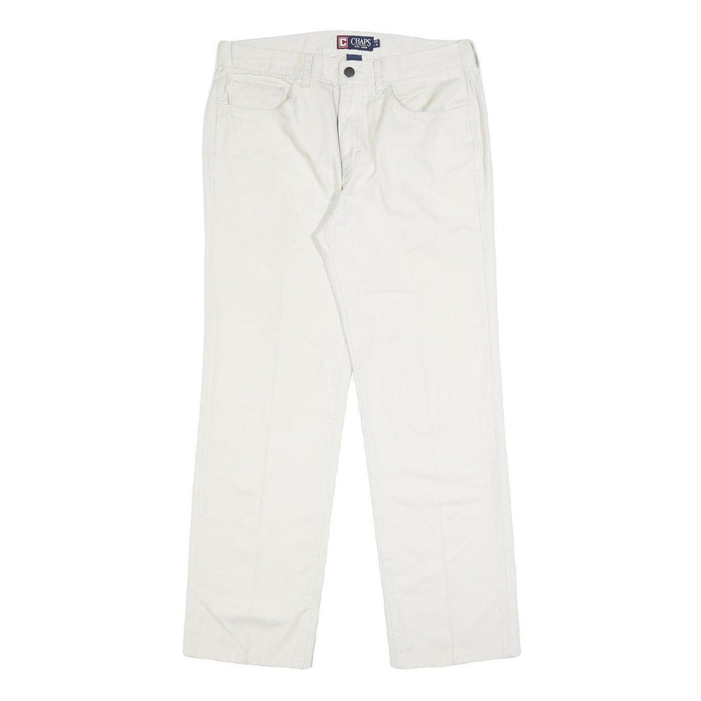 CHAPS Mens Regular Fit White Cotton Blend Trousers W32 L30 Zip Closure Classic