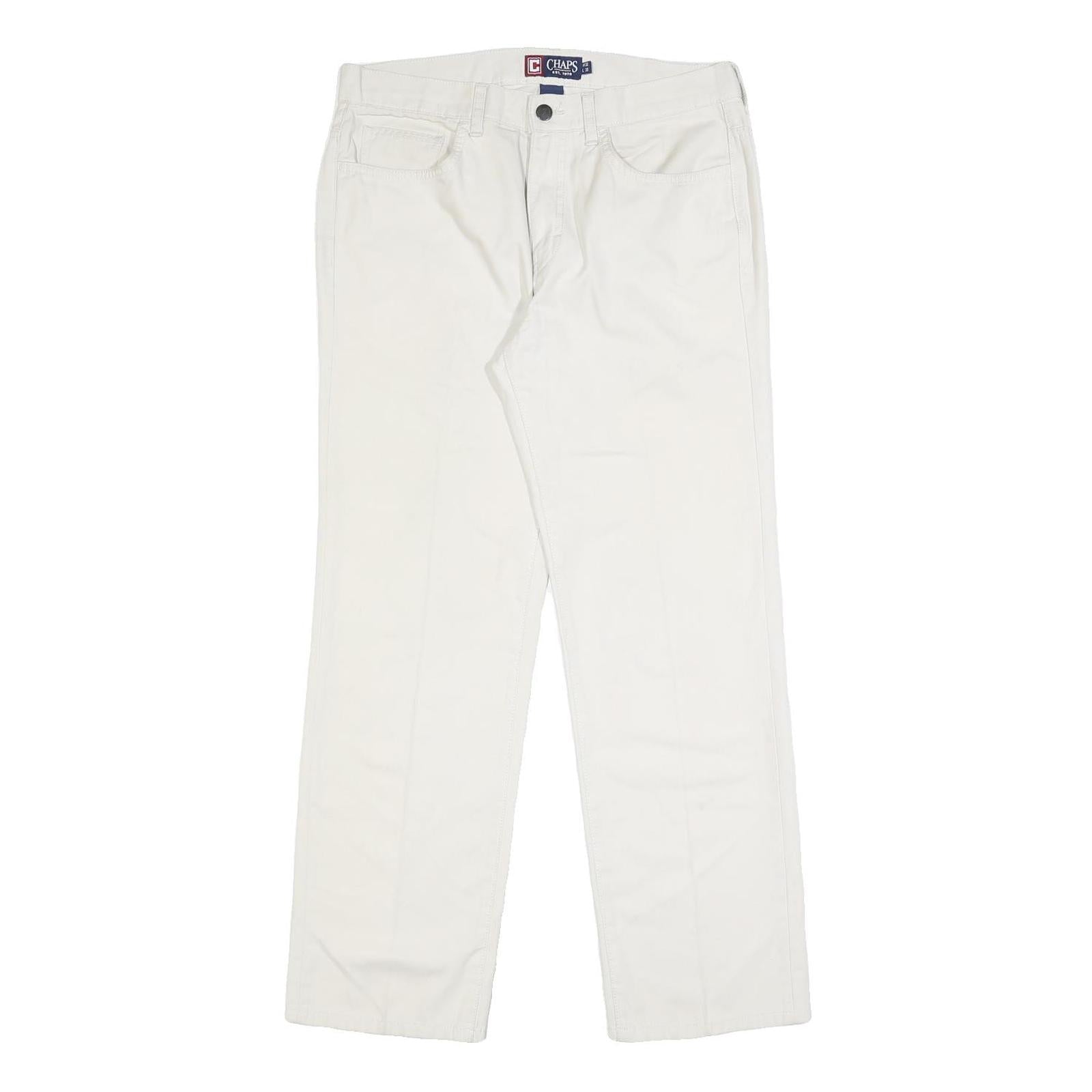 CHAPS Mens Regular Fit White Cotton Blend Trousers W32 L30 Zip Closure Classic