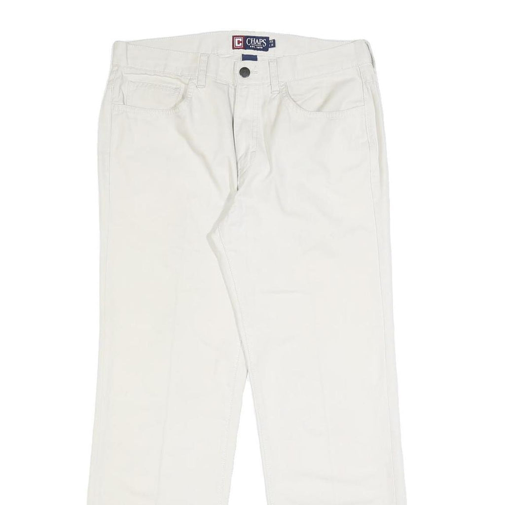 CHAPS Mens Regular Fit White Cotton Blend Trousers W32 L30 Zip Closure Classic