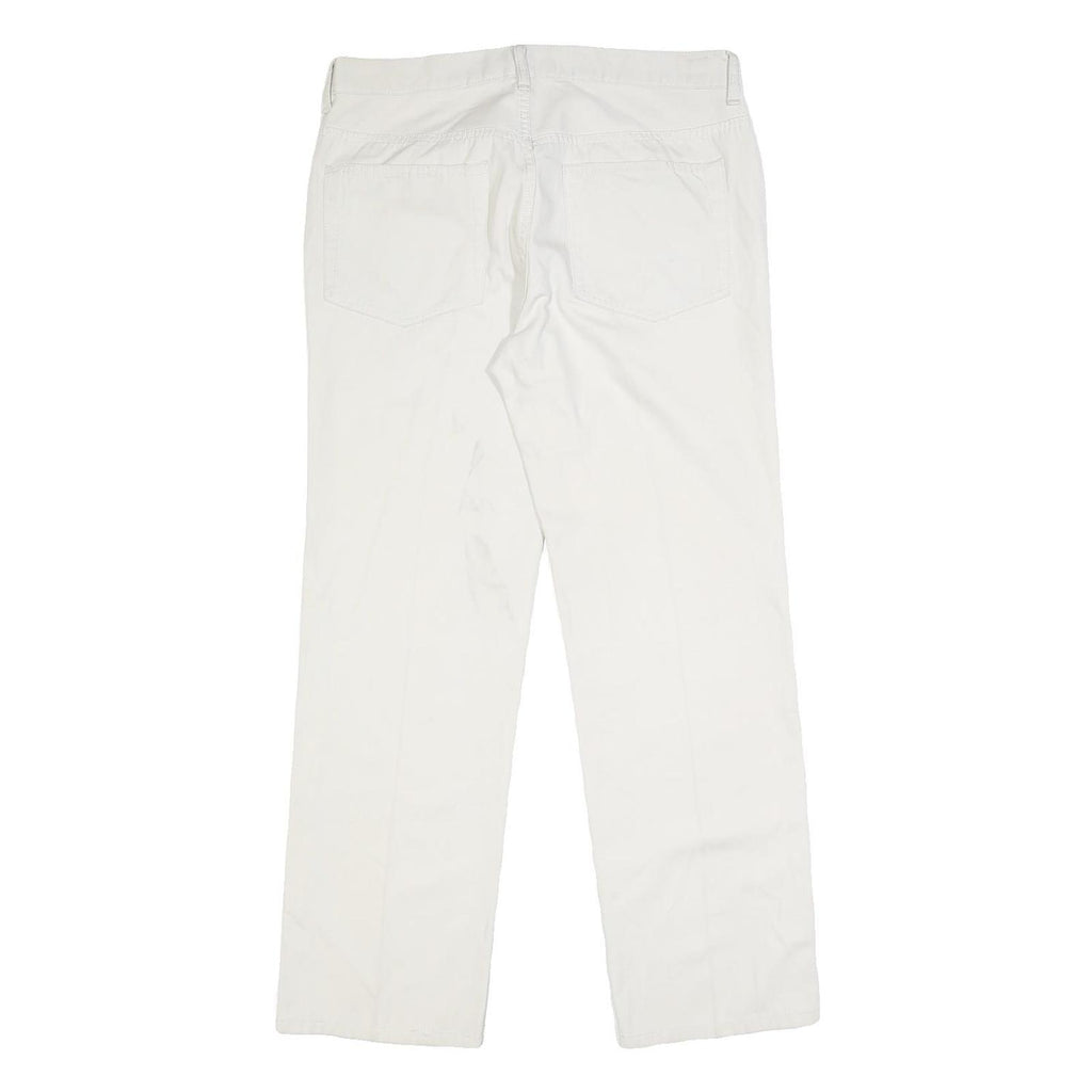 CHAPS Mens Regular Fit White Cotton Blend Trousers W32 L30 Zip Closure Classic
