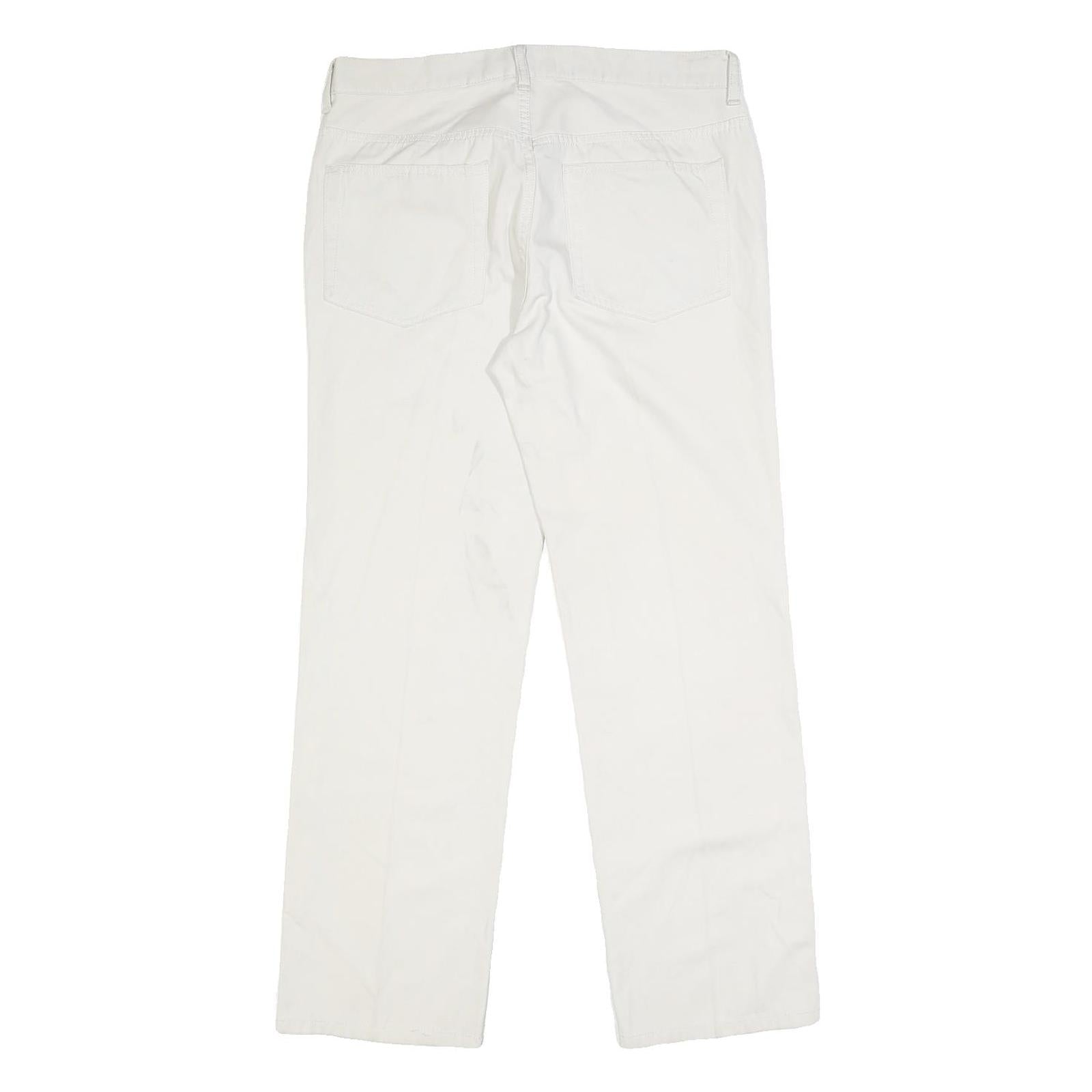 CHAPS Mens Regular Fit White Cotton Blend Trousers W32 L30 Zip Closure Classic