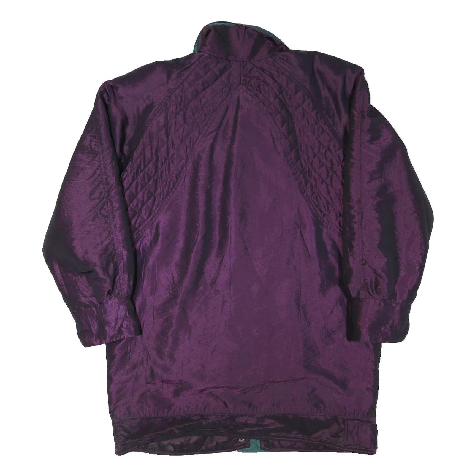 Womens Purple & Teal Plain Jacket XL Polyester Blend Zip Casual Quilted Design