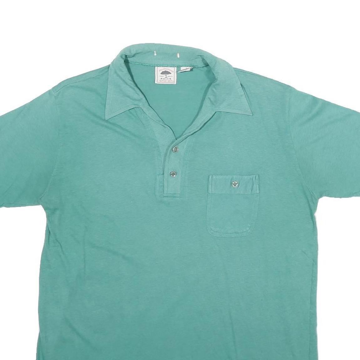 MANHATTAN NATURE KNIT Mens Green Short Sleeve Plain Polo Shirt L Cotton Blend