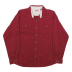 WRANGLER Mens Red Plain Shirt XL Cotton Long Sleeve Button Casual