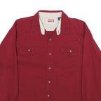 WRANGLER Mens Red Plain Shirt XL Cotton Long Sleeve Button Casual