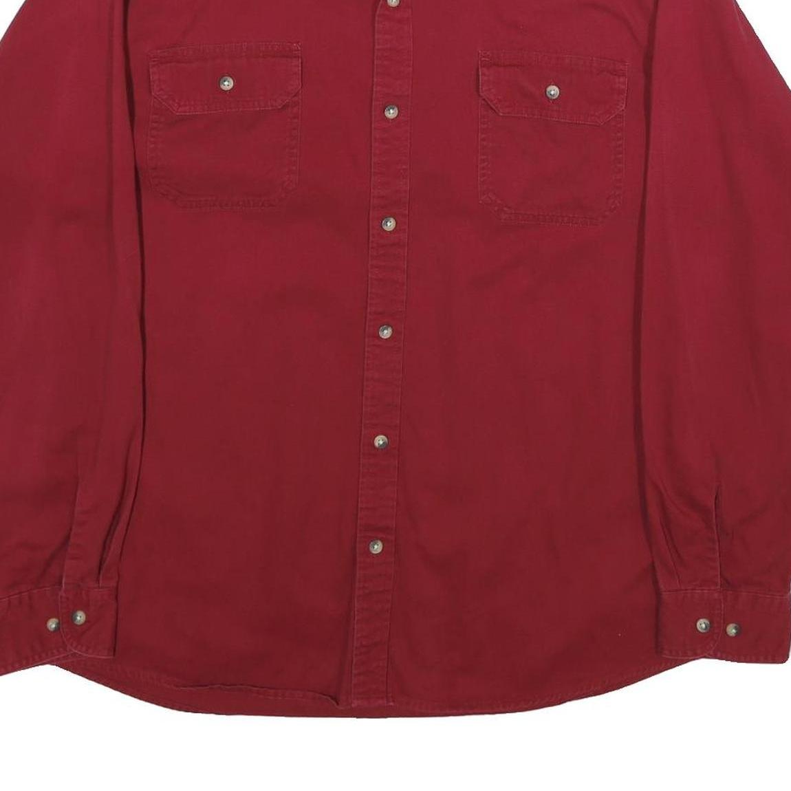 WRANGLER Mens Red Plain Shirt XL Cotton Long Sleeve Button Casual