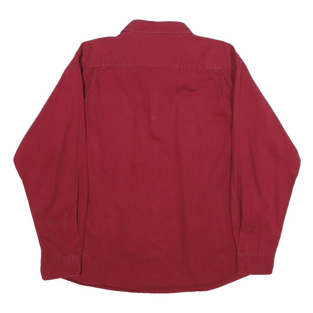 WRANGLER Mens Red Plain Shirt XL Cotton Long Sleeve Button Casual