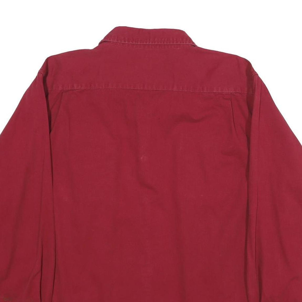 WRANGLER Mens Red Plain Shirt XL Cotton Long Sleeve Button Casual