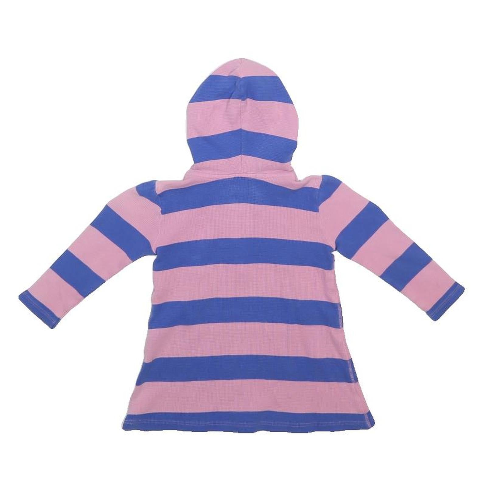 RALPH LAUREN Girls Pink & Blue Striped Hoodie 18 Months Dress Cotton XXS Casual