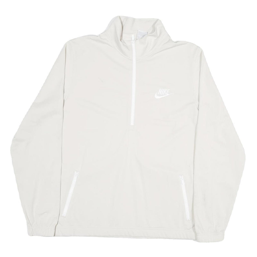 NIKE Mens White 1/4 Zip XL Polyester Blend Sweatshirt Pullover Lightweight