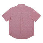 CHAPS Mens Red Check Short Sleeve Shirt L Cotton Blend Button Down Casual
