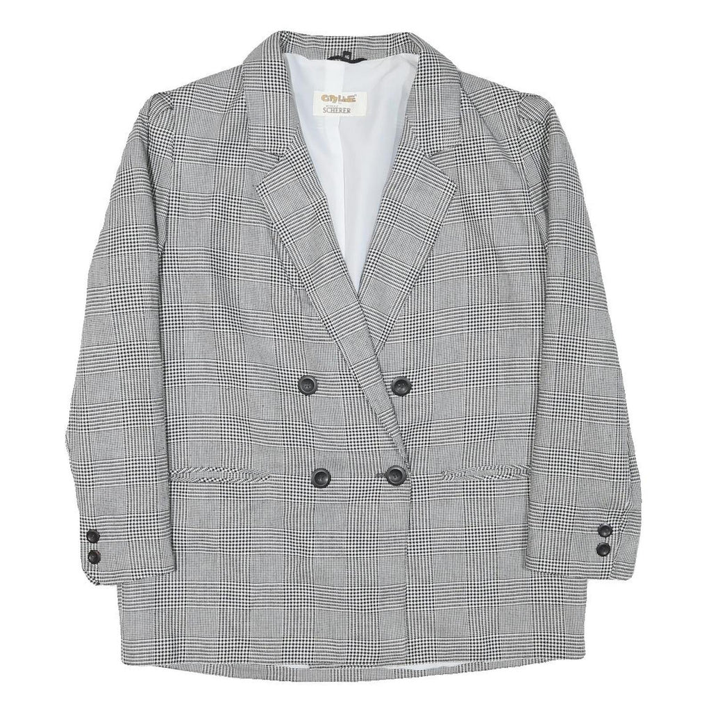 CITY LINE Womens Grey Check Double Breasted Jacket L Polyester Blend Plain