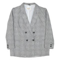 CITY LINE Womens Grey Check Double Breasted Jacket L Polyester Blend Plain